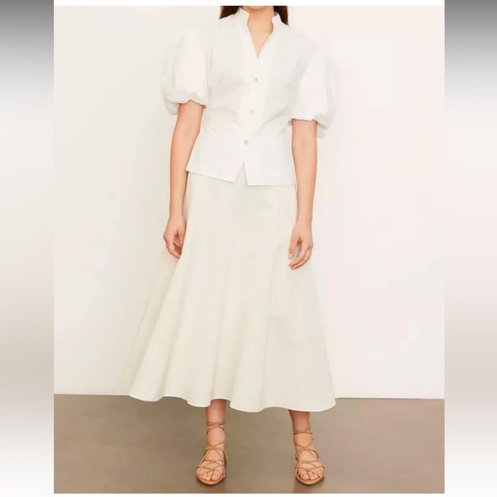 Vince Draped Puff Sleeve Blouse in Optic White